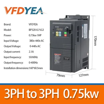 VFD 380v 0.75 kW 1hp 3-фазно инвертор честотен преобразувател 3Ph-380V 3Ph Почивен честотно-регулируеми устройство