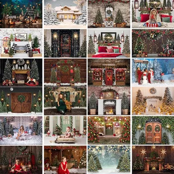 Коледна украса, на фона на зимна снежинка, боке, дърво, дървена врата, камина, детска фотография, подпори за фото студио