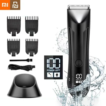 Xiaomi Youpin Машина за подстригване на коса, LCD електрически мъжки машина за рязане на окосмяването по тялото, самобръсначка, USB безжична водоустойчив професионална машина за подстригване на брада