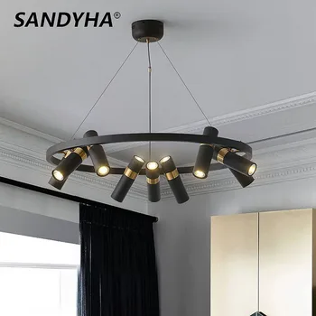 SANDYHA Модерни полилеи въртящи се Gu10 led окачен лампа, прожектор за хол, трапезария, спалня, висящи лампи