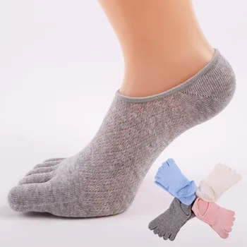 4 чифта / лот, дамски летни чорапи с пръсти, дишащи памучни невидими чорапи с пет пръста, обикновена тънки чорапи