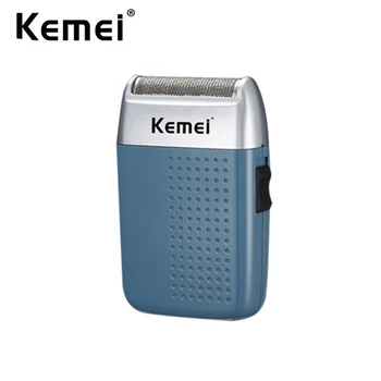 Мобилната електрическа самобръсначка Kemei от фолио, мини акумулаторна безжична пътна бръснач, преносим машина за влажно и сухо бръснене с едно острие за мъже