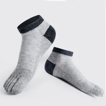 Летни чорапи до глезена, памучни нескользящие дишащи чорапи с пет пръста, чорапи с пет пръста, мъжки чорапи от мрежа