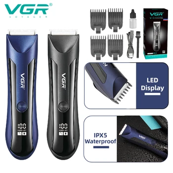 Машина за подстригване на коса VGR, водоустойчива машинка за подстригване за коса, професионална машина за рязане на коса, електрическа безжична самобръсначка за оформяне на брада, тример за мъже V-951