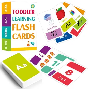 58 бр. флаш-карти с азбука Водоустойчив флаш карти за изучаване на букви цветове, цифри, форми на животни, Обучение дошкольные деца flash