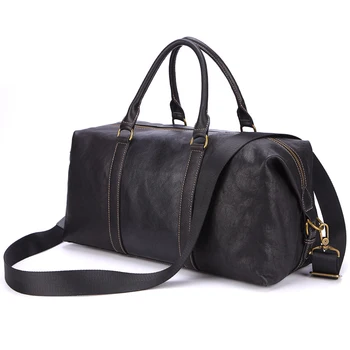 Мъжки Дамски голяма пътна чанта от естествена кожа, черни спортни чанти, чанти за уикенда, бизнес пътни чанти, чанта-тоут, голяма