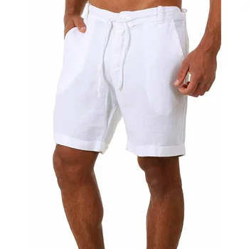 2023 Нови мъжки памучни ленени шорти, панталони за мъже, летни дишащи обикновена панталони, градинска облекло за фитнес, S-4XL, мъжки дрехи