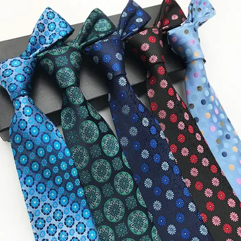 2018 Нов коприна 8 см геометричен цветна вратовръзка за сватбени партита, подаръци бойфренду, модерен мъжки луксозни вратовръзки с вратовръзки, мъжки подаръци