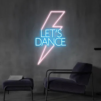 Нека да танцувам led неонова реклама за танцово студио, бар, дискотека, коктейлни тела, Цветна декорация на дома, стенен декор, неон лека нощ