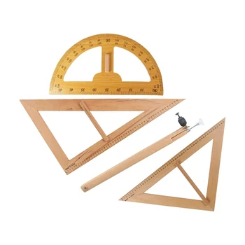 Дървен комплект за математика и геометрия, компас, триъгълен състав, канцеларски материали за учители, чертожната дъска, инженери, draughting