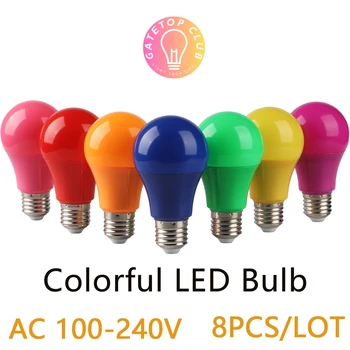 8 бр./лот, led пълноцветни с лампа, коледна лампа-дай AC110V 220V E27 B22 8 W, без трептене, 7 вида цветни светлини