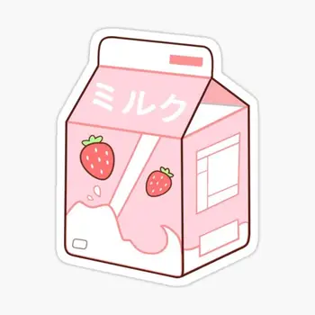 Стикер с ягоди мляко за декор на лаптоп, спални, кола, сладък cartoony артистичен, модерен обществен куфар